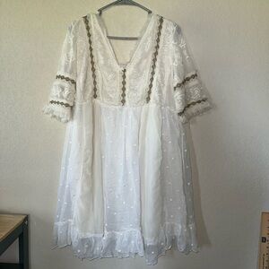 Free People Cream Lace Detail Dress